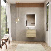 Meuble-lavabo mural double vasque en MDF style italien personnalisé, rainuré, écologique, résistant à l'eau, garantie 3 ans