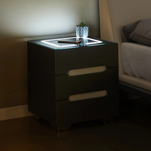 Luxury <strong>White</strong> <strong>Black</strong> Smart Wireless Charging Led Lights Floating Drawer Nightstand <strong>Bedside</strong> <strong>Table</strong> Bedroom Furniture Storage Drawers - Product Image 2