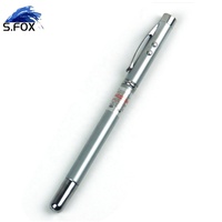 Antenne télescopique rétractable 4 en 1 Pointeur d'enseignement Stylo laser rouge Lampe de poche à led Stylo à bille