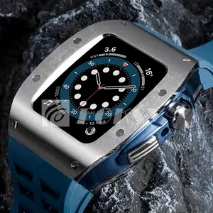 Sarung Jam Tangan Modifikasi Baja Antikarat, Sarung Jam Tangan Mewah Pelindung Penuh untuk Apple Series Iwatch