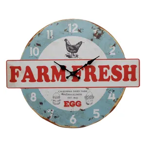 대형 농가 장식 골동품 스타일 시계 야외 나무 시계 농장 신선한 테마 복고풍 벽시계 대형