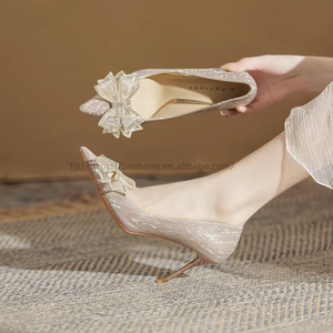 New High Quality Factory Wholesale Women's Stiletto Heels Pointy Bridal <b>Crystal</b> Wedding Shoes Cushioning High <b>Top</b> Summer - Product Image 6