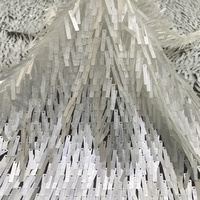 Tissu en dentelle à sequins rectangulaires longs brodés effet flash pour robes, sacs, chaussures et décoration murale - Vente en gros
