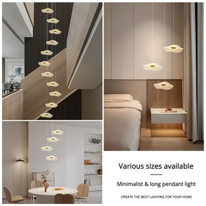 โคมไฟระย้าอะคริลิค LED รูปใบบัว สำหรับ<span class=keywords><strong>บ้าน</strong></span>วิลล่าแบบลอฟท์ <span class=keywords><strong>บ้าน</strong></span>หลายชั้น ห้องนั่งเล่นแบบดูเพล็กซ์ <span class=keywords><strong>เพดาน</strong></span>ห้องโถงบันไดเวียน - Product Image 3