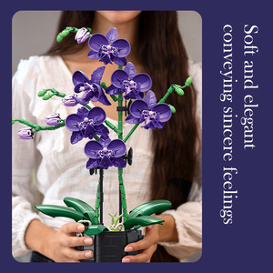 JIESTAR JJ9235 666PCS Série Fleurs Plante en <span class=keywords><strong>Pot</strong></span> Violette Ornement Blocs <span class=keywords><strong>de</strong></span> Construction Modèle Technique Jouet Éducatif Cadeau <span class=keywords><strong>de</strong></span> Fête - Product Image 4
