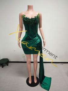 فستان حفلات قصير مثير من Ocstrade بتصميم شبكي شفاف مع تطريز فاخر باللون الأخضر وحاشية طويلة، فساتين كوكتيل أنيقة ورسمية - Product Image 5