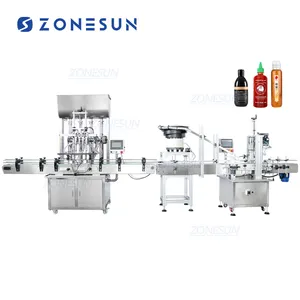 ZONESUN Automatic Honey Jam Chili Sauce Tomato Paste Bottle Filling Capping Machines Line With Cap Feeder Vibratory Bowl Sorter