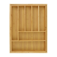 Organisateur de tiroir en bambou moderne et écologique, direct usine, avec plateau à couverts extensible et compartiments ajustables, pour rangement de salle de bain en gros