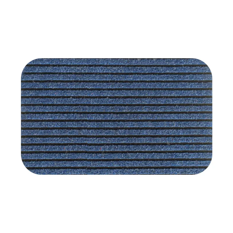 Tapete absorbente de agua para puerta delantera rectangular de polipropileno, alfombras azules con patrón de rayas