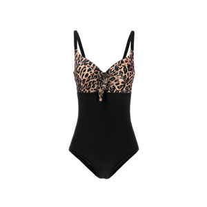 Costume da bagno intero HDJ con stampa leopardata, taglie forti, controllo pancia, modello aderente BZ77093 - Product Image 4