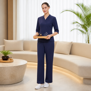 Ensemble d'uniformes sur mesure pour femmes, hôtel, spa, tissu mat fluide, anti-plis, broderie personnalisée pour clinique de massage, centre esthétique - Product Image 1