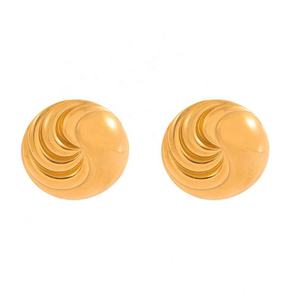 Pendientes de Acero Inoxidable Dorado con Diseño de Sol, Joyería de Moda, Círculo Geométrico Simple, Pendientes Redondos Chapados en Oro para Mujer - Product Image 5