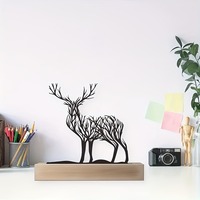 Ornement de cerf en métal style artistique européen et américain, motif arbre, noir, pour décoration de table de salon et de bureau