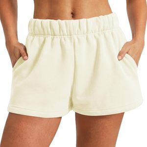 Shorts de survêtement pour femmes FOXA à taille haute, doublés de polaire, avec poches, décontractés, pour la détente, en coton - Product Image 1