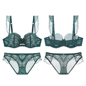 Conjunto de Lencería Sexy de Encaje para Mujer, Sujetador Push-Up con Aros Extraíbles, Conjunto de Sujetador y Bragas de Red para Chicas Jóvenes Estilo Japonés - Product Image 6