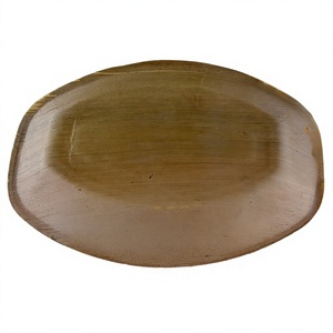 Disposable Camping Oval 14x10 Inch Palm Leaf Serving <b>Plate</b> <b>Stand</b> Solid Minimalist Design Biodegradable Compostable Eco-Friendly - Product Image 2