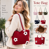 Sac à bandoulière duveteux pour femmes, sac à main léger d'hiver, sac à main tendance, fourre-tout à fleurs pour les voyages quotidiens et le shopping