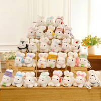 Porte-clés en peluche lapin couché mignon, poupée en peluche lapin de dessin animé, pendentif pour sac à dos, ornement suspendu, cadeau pour enfants, vente en gros