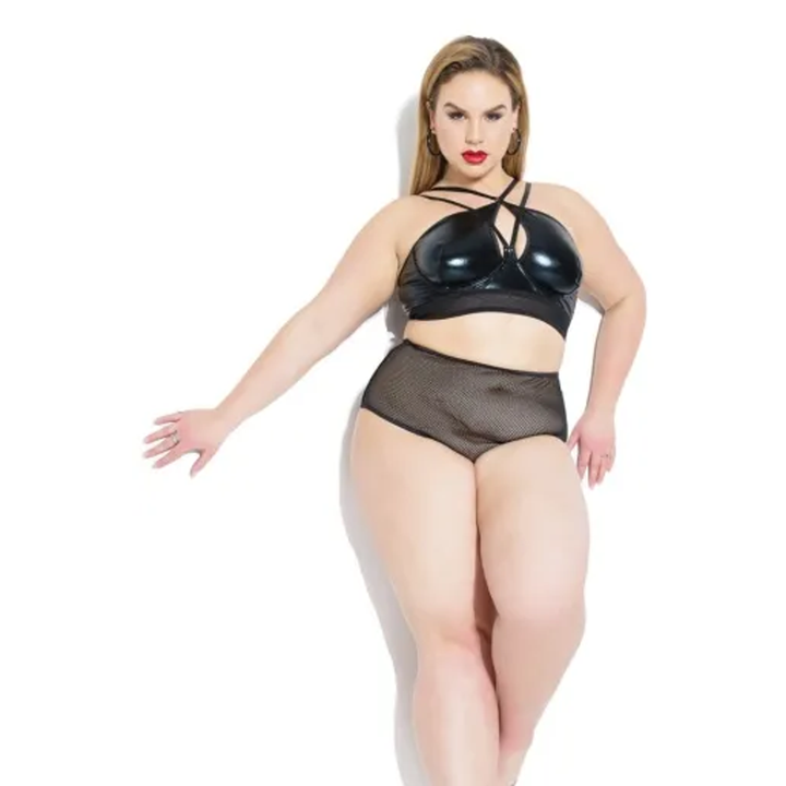 TD Coquette Wetlook Bralette for Women Push-Up Plus Size Triangle Cup Lingerie Sexy Solid Silk Adjustable Straps Cup Logo
