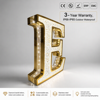 Enseigne lumineuse LED 3D en acier inoxydable de luxe, lettres en relief, logo d'entreprise personnalisé, enseigne LED pour boutique en extérieur