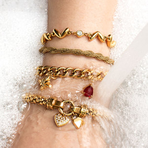 2025新品DIY定制手链编织手链魅力锁心形手链18k镀金女性饰品 - Product Image 6