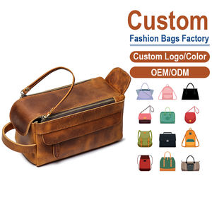 <b>Men</b>’s Crazy Horse Leather <b>Toiletry</b> <b>Bag</b> with Dual Zippers | Factory Custom OEM/ODM for Travel & Grooming Kits - Product Image 1