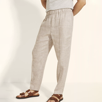 Pantalon en tissu de coton et de lin personnalisé de haute qualité, pantalon 100% lin pour hommes