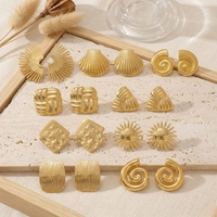 Boucles d'oreilles clous fantaisie en acier inoxydable 304 plaqué or, motif floral, soleil, étoile, nœud, bijoux de mode