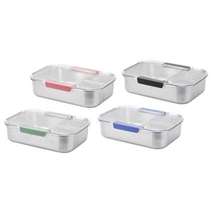 Smash Stainless Steel <b>Lunch</b> <b>Box</b> 4 Pack With Dividers For Meal Prep And Storage - Product Image 1