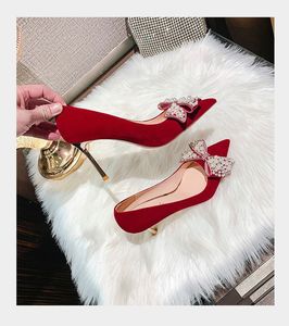 Nouvelles Escarpins Blancs à Talon Aiguille et Bout Pointu pour Femmes, Ornés de Perles et d'un Nœud, Chaussures Habillées d'Extérieur - Product Image 4