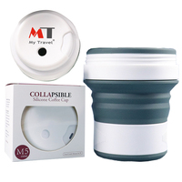 Produits de camping et de randonnée, conception personnalisée gratuite, gobelet pliable en silicone durable 450/500 ml, tasse de voyage pliable en silicone, tasses à café réutilisables pour les voyages avec couvercle, mugs en silicone