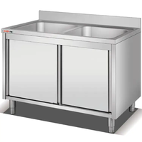 Évier commercial en acier inoxydable 201 à cuve unique, évier de restaurant, table de travail avec armoire/évier de préparation de cuisine robuste avec armoire