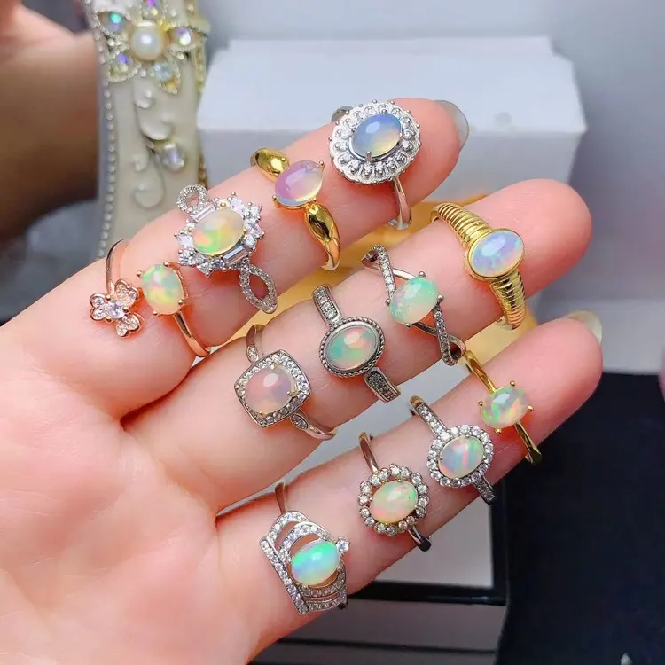خاتم فضة نسائي مخصص مجوهرات مجوهرات من العقيق الناري للخطوبة والمجوهرات