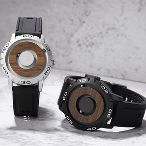 EUTOUR E031 <span class=keywords><strong>Orologio</strong></span> da Polso in Legno per <span class=keywords><strong>Uomo</strong></span> con Sfera Magnetica al Quarzo, Cinturino in Silicone, Visualizzazione <span class=keywords><strong>Touch</strong></span> - Product Image 4