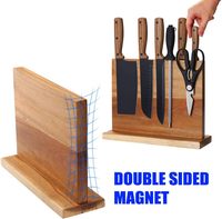 Porte-couteaux magnétique en bois d'acacia pour la cuisine, avec aimants puissants, écologique, durable, multifonctionnel