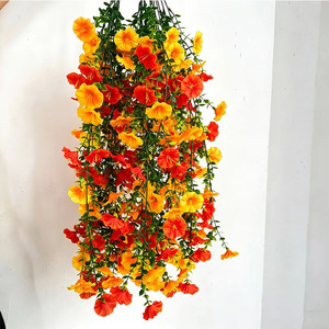 Guirlande artificielle de glycine rouge, jaune et orange, décoration murale intérieure, décoration de mariage, plantes vertes et fleurs - Product Image 1