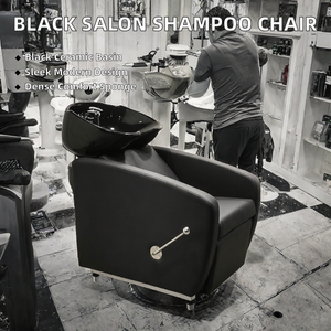 <b>Black</b> Durable Modern Salon <b>Shampoo</b> Backwash Unit with Ceramic Basin Adjustable -<b>Hair</b> Washing Chair <b>for</b> Barber Shop Beauty Salon - Product Image 2