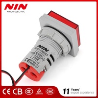 NIN Mini 22mm Indikator Panel Persegi Satu Fasa LED Digital Voltmeter Ampere Hertz Pengukur Frekuensi Arus AC IP66 Merah