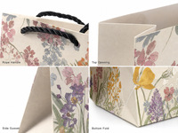 Sacs cadeaux en papier pour fleuristes, imprimés sur mesure, avec poignées en corde, bordure florale colorée, emballage de vente au détail, vente en gros