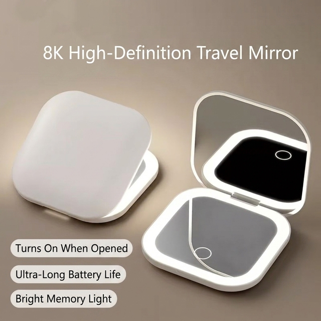 Mini Lighted Makeup Mirror Portable LED Pocket Mirror Magnifying Custom Logo Purse Handheld Cosmetic Mirror Bulk Wholesale