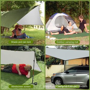Lona de camping Woqi 3x3.2m impermeable de tela Oxford verde militar cuadrada con ojales para senderismo al aire libre - Product Image 4