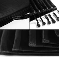 Sacs de rangement de voyage pour maquillage et cosmétiques en maille noire, écologiques, portables et durables, avec pochette zippée et trousse à crayons Gelory