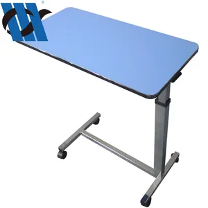 医院餐桌可调式气弹簧MDF板木制床头柜医疗床头柜