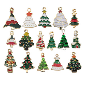 140 Estilos de Dibujos Animados con Efecto de Goteo de Aceite, Aleación, Papá <span class=keywords><strong>Noel</strong></span>, Alce, Árbol, Copo de Nieve, Accesorios de Joyería DIY para Pendientes, Pulseras y Colgantes - Product Image 3