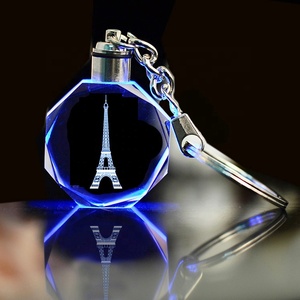 3D Laser <strong>Engraved</strong> Animal Photo LED Crystal Keychains for Couples <strong>Key</strong> <strong>Rings</strong> Promotional Souvenir Gift - Product Image 1