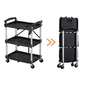 รถเข็นพลาสติกพับได้ <span class=keywords><strong>3</strong></span> ชั้น แบบมัลติฟังก์ชั่น ล้อเงียบ รับน้ำหนักได้ 225 ปอนด์ เหมาะสำหรับร้านอาหารและโรงแรม - Product Image 1