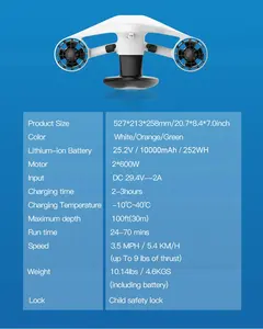 Camolech scooter à eau à double moteur 10000mAh batterie massive 40M étanche plongée en apnée - Product Image 6