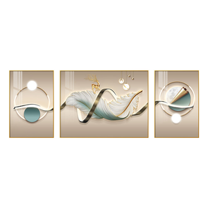 Impresiones <span class=keywords><strong>de</strong></span> Alta Calidad <span class=keywords><strong>de</strong></span> Arte Abstracto <span class=keywords><strong>de</strong></span> 3 Paneles, Estilo Art Deco con Plumas, Decoración Moderna para Pared - Product Image 6