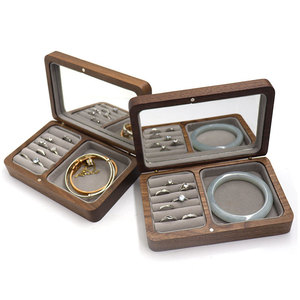 Estuche de Joyería de Madera de Nogal en Stock de Fábrica, Exquisito Estuche de Joyería con Espejo, Estuche de Almacenamiento de Joyería al por Mayor - Product Image 3