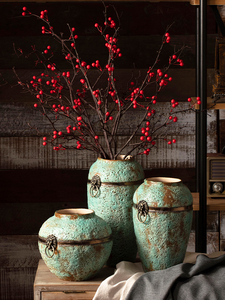 Juego de Tres Piezas de Macetas de Cerámica Rústica Hechas a Mano de Jingdezhen, Modernas y Sencillas, para Arreglos Florales, <span class=keywords><strong>Flores</strong></span> Secas y <span class=keywords><strong>Flores</strong></span> Antiguas - Product Image 2